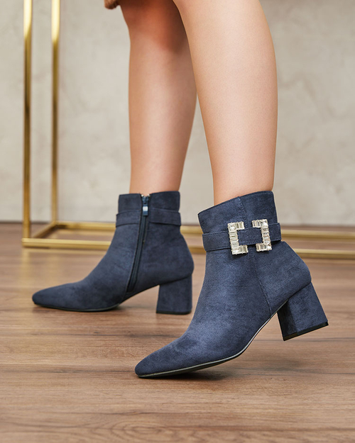 Royalfashion темно-сині жіночі черевики на низькій шпильці Masemart