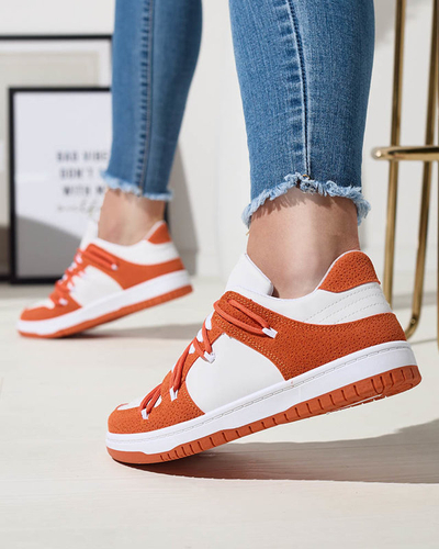 Royalfashion Dámské sportovní tenisky v bílé a oranžové barvě Riloxi