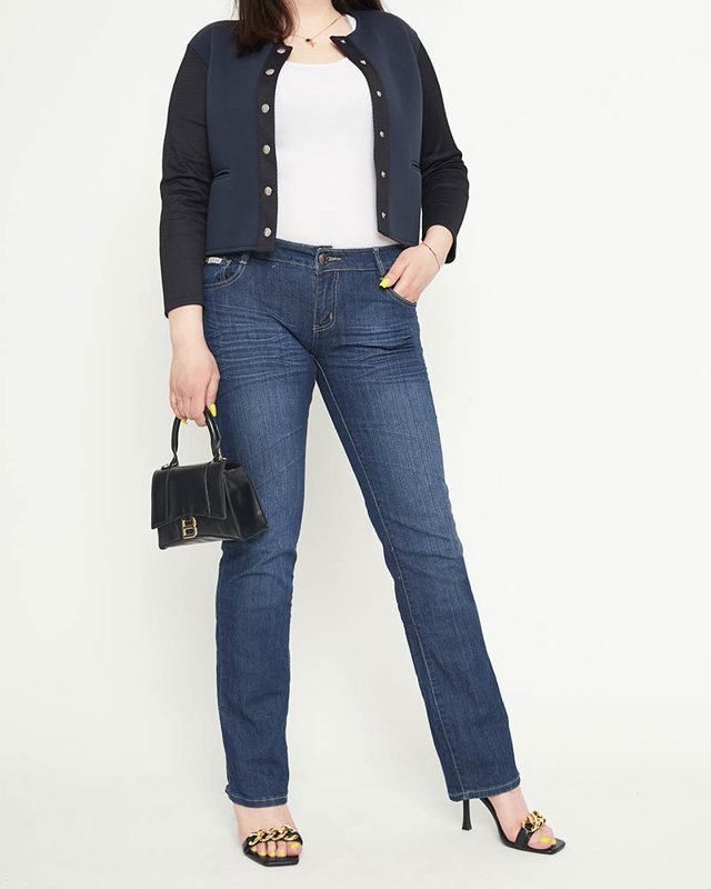 Dámské rovné džíny v tmavě modré PLUS SIZE - Oblečení