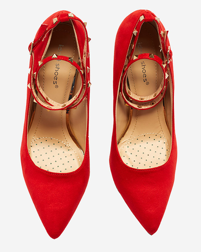 Červené dámské lodičky s páskem ke kotníku Altans - Boty