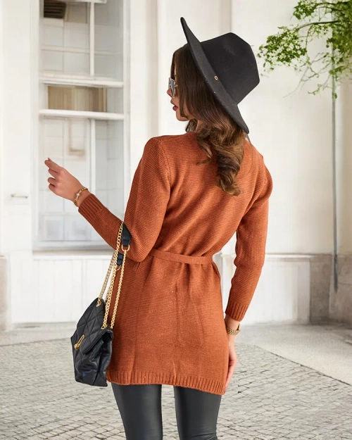 Коричневий жіночий кардиган з кольоровими вставками (Туреччина)