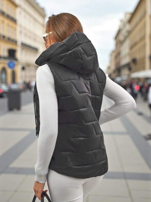 Жіноча стьобана жилетка з капюшоном Crimson Haze