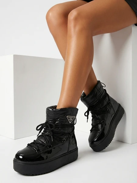 Royalfashion Dětské nazouvací boty a'la snow boots v černé barvě Asifa