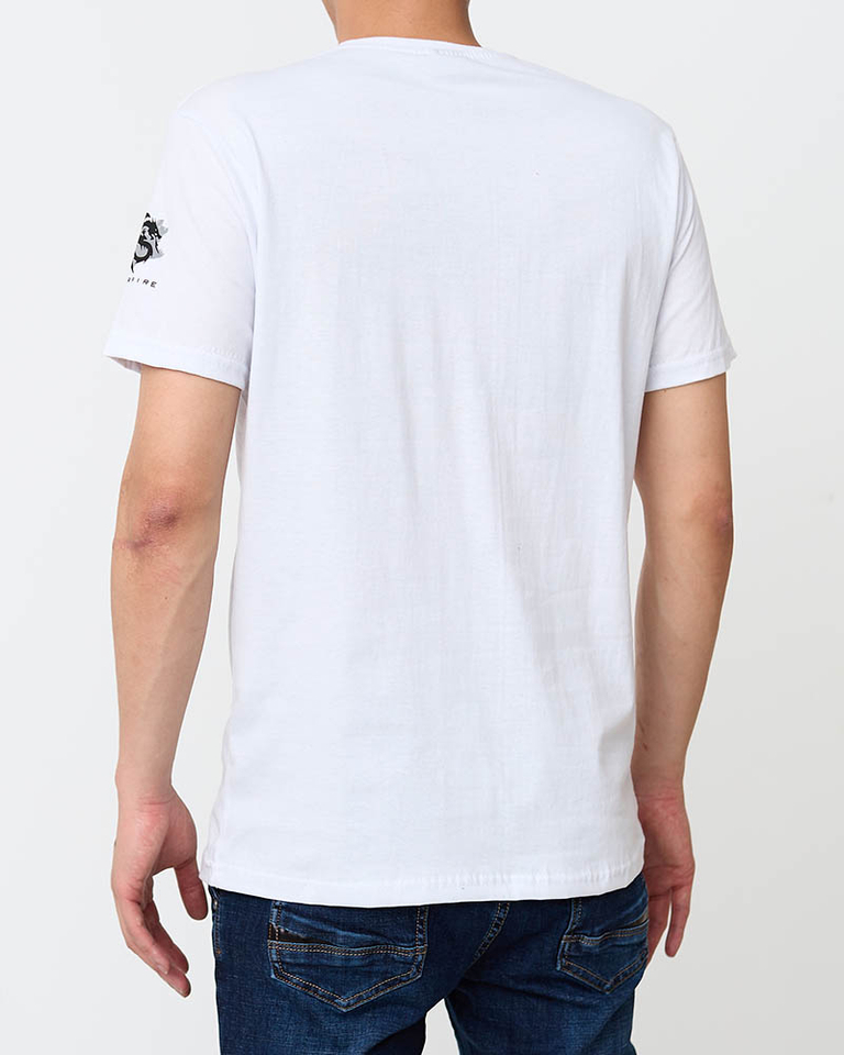 Pánské bílé bavlněné tričko s potiskem - Oblečení