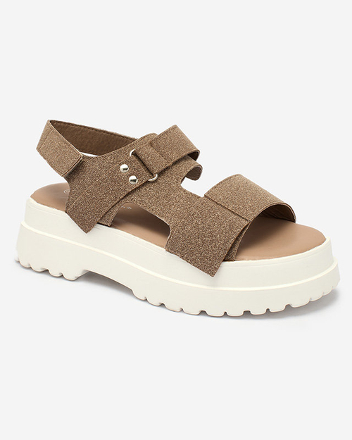 Royalfashion Темно-коричневі жіночі босоніжки на суцільній підошві Rederis