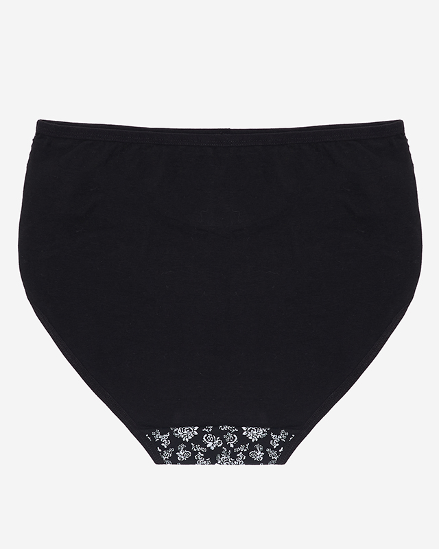 Dámské černé kalhotky s květinovými kalhotkami s vysokým pasem - Spodní prádlo
