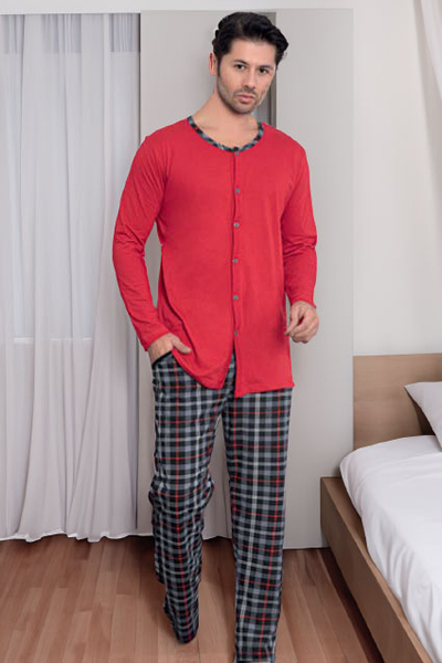 Royalfashion Bavlněné pánské pyžamo v kostkovaném designu