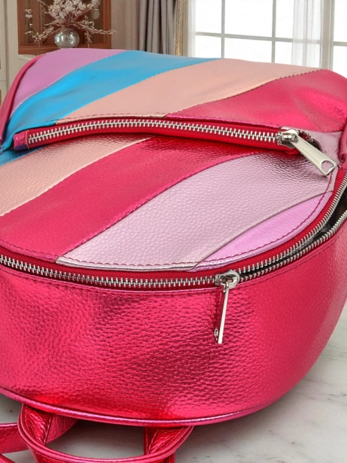 Royalfashion Жіночий рюкзак із екошкіри з металевими смугами Metallic Stripes