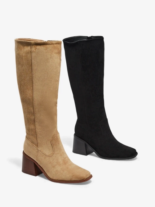 Жіночі чоботи з еко замші на підборах-стовпчику Ernala