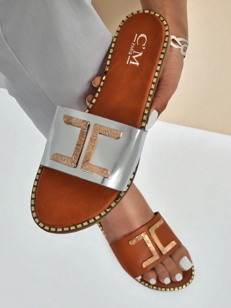 Royalfashion Dámské pantofle z eko kůže s ozdobou Gildra