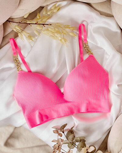 Royalfashion Dámská žebrovaná podprsenka s ozdobnými ramínky