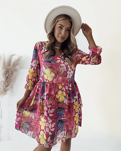 Royalfashion Dámské květinové mini šaty