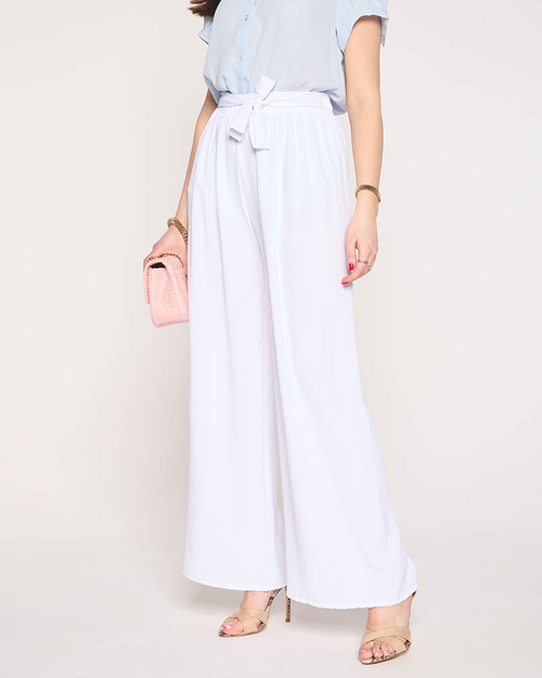 Широкі жіночі штани-палацо білого кольору - Одяг