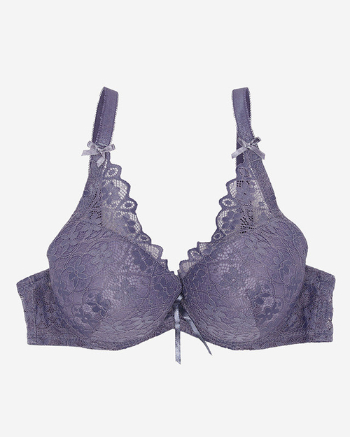 Жіночий бюстгальтер пуш-ап, світло-фіолетовий з мереживом - Нижня білизна