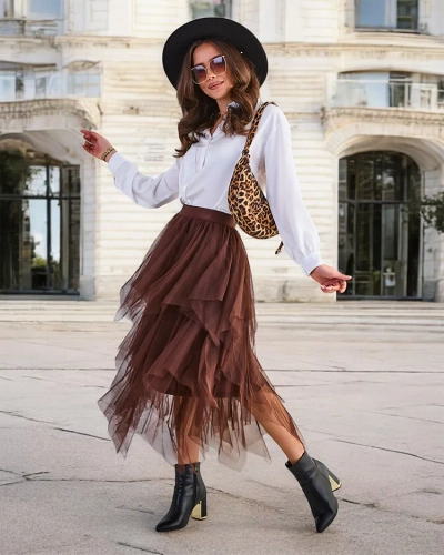 Dvouvrstvá střední sukně Royalfashion pro ženy
