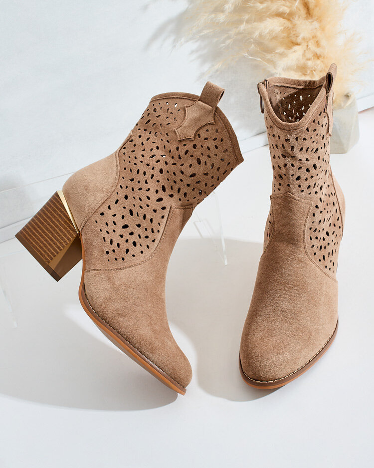 Royalfashion Dámské nízké prolamované kozačky Mozie