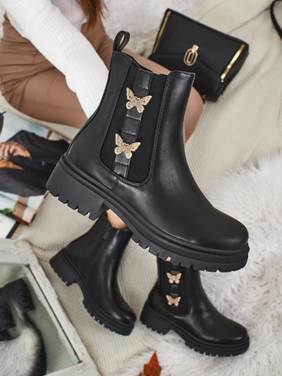 Eko kožené kotníkové boty s motýlky Bravelle