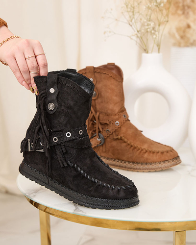 Royalfashion Černé dámské kozačky se skrytou kotvou Dibisa