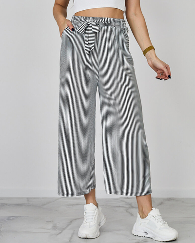 Royalfashion Жіночі широкі брюки в смужку 7/8
