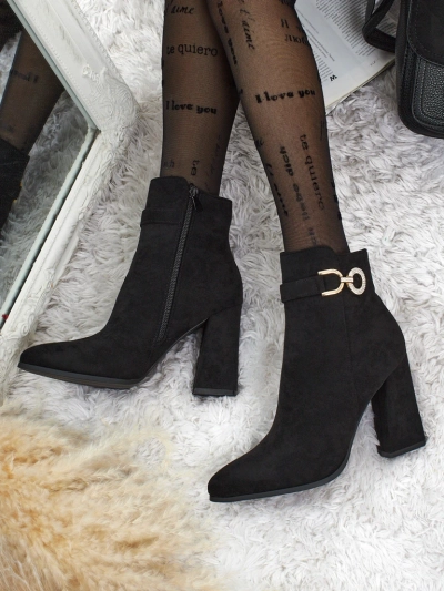 Dámské kotníkové boty eko semišové na sloupku Victi