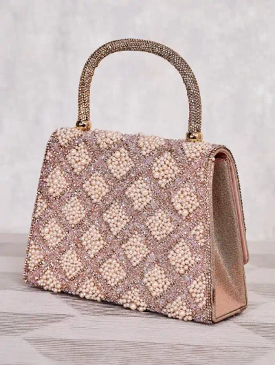 Royalfashion Malá dámská kabelka se zirkony a perlami