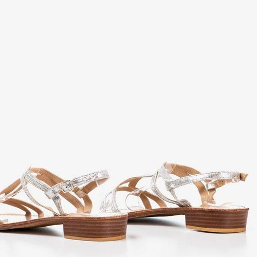 Срібні жіночі босоніжки на низьких підборах Treunia - Взуття 1