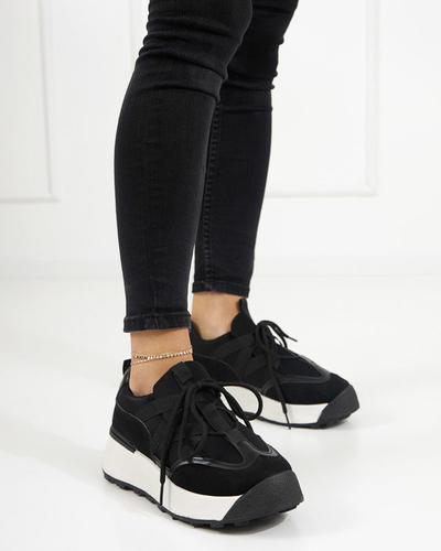 OUTLET Černá dámská sportovní obuv s vyšší podrážkou Kanislo - Obuv