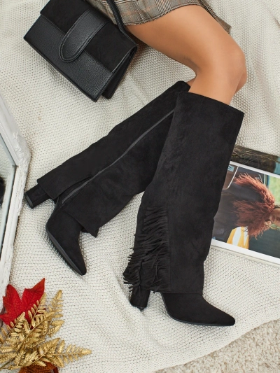 Dámské eko semišové kozačky s vrškem Rimolea