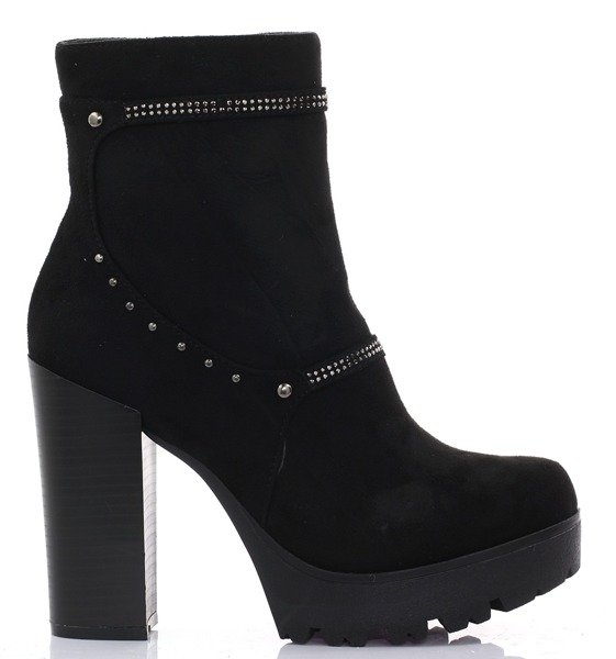 Czarne botki z eko-zamszu - Obuwie