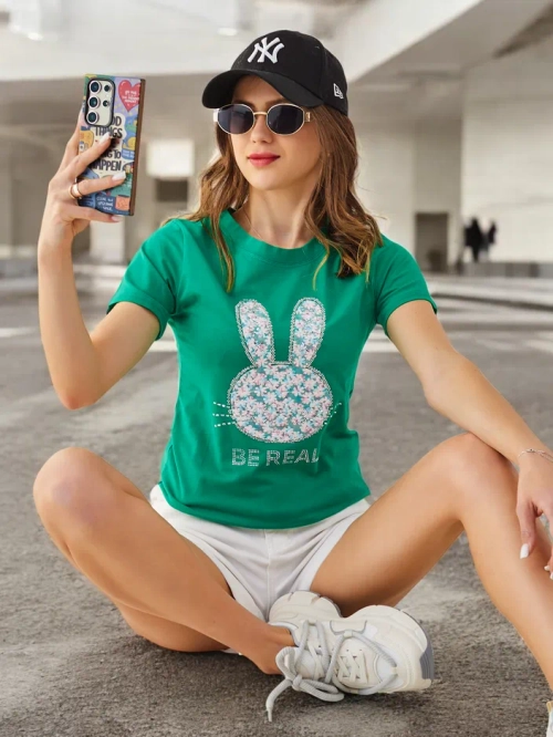 Royalfashion Жіноча бавовняна футболка Bunny Say Be Real