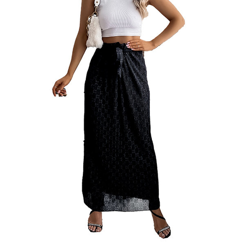 Чорна жіноча плісирована спідниця максі з візерунками - Одяг