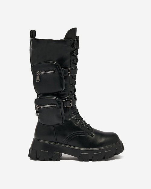 Royalfashion Чорні жіночі черевики-мішки з сумкою Atiuha