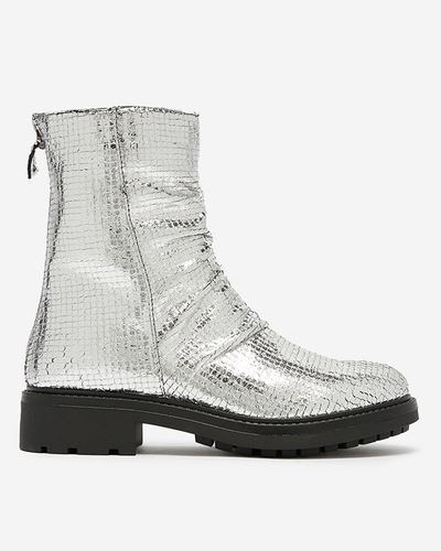 OUTLET Сріблясті жіночі черевики з тисненням Ahhy- Footwear