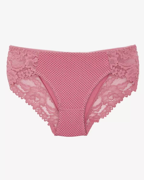 Темно-рожеві жіночі трусики з принтом в горошок - Нижня білизна