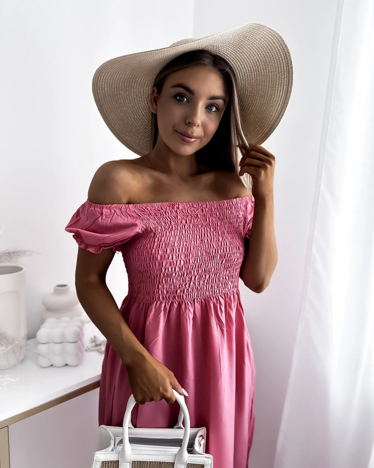 Růžové dlouhé dámské šaty a'la hiszpanka- Oblečení