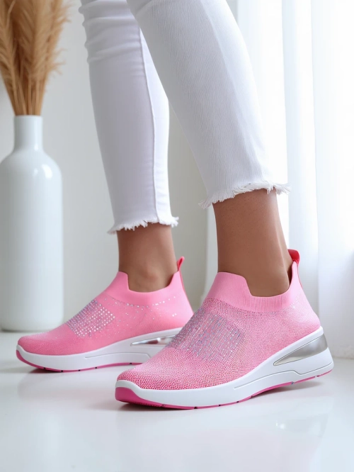 Royalfashion Жіночі wedge кросівки без застібки з стразами Qelavise