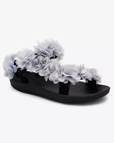 Royalfashion Šedé dámské sandály s květinami Alferroy