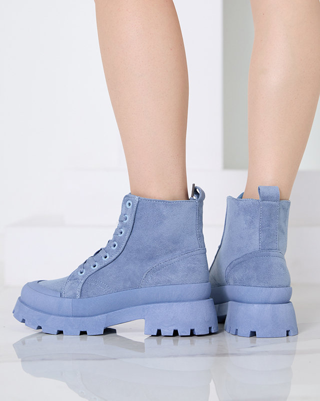 Modré dámské kozačky s eko semišem Lolut- Footwear