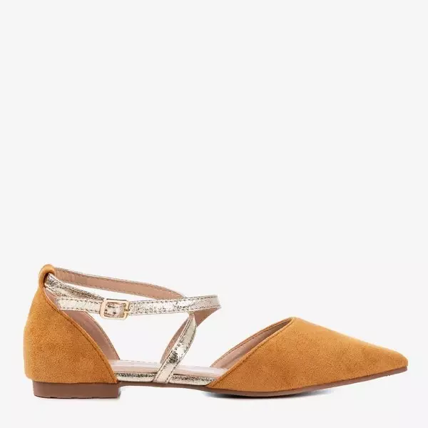 VÝPRODEJ Hnědé dámské baleríny na plochém podpatku Vosia - Boty