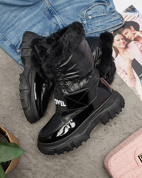 Черевики жіночі на плоскій підошві чорного кольору Sapollo- Взуття