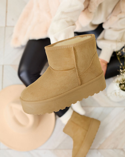 Royalfashion Světle hnědé dámské sněhule na platformě a'la Setolla