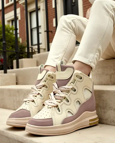 Royalfashion Vysoké sportovní boty pro ženy s útulným klínem Oblaffi