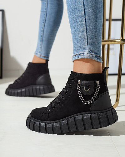 Černé dámské šněrovací sportovní boty s ozdobami Tamti - Obuv