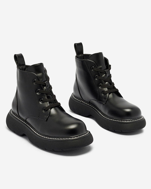 Чорні жіночі черевики з екошкіри на суцільній підошві Tarrafa - Взуття