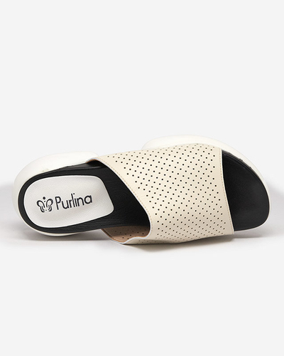 Béžové dámské pantofle Madacia - Obuv