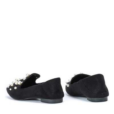 Czarne mokasyny z perełkami Josefina - Obuwie