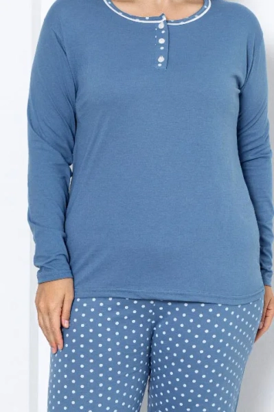 Royalfashion Dámské bavlněné 2-dílné pyžamo s puntíky VELIKOST PLUS