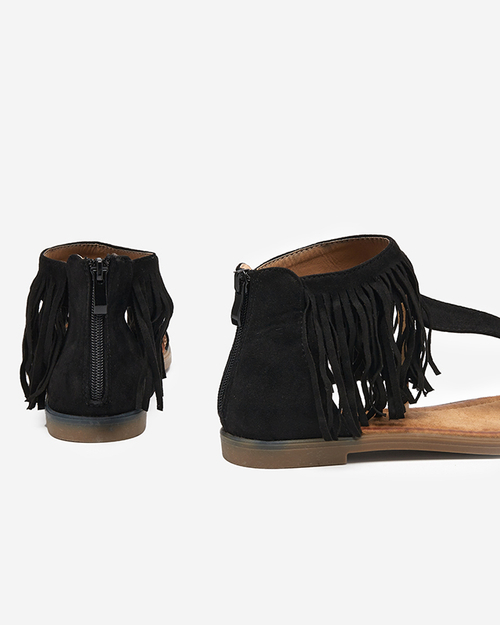 Босоніжки чорного кольору з бахромою Clov