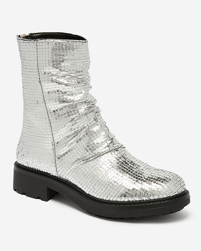 OUTLET Сріблясті жіночі черевики з тисненням Ahhy- Footwear