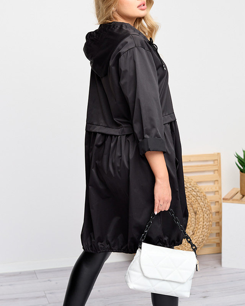 Жіноча довга чорна куртка-вітровка - Одяг